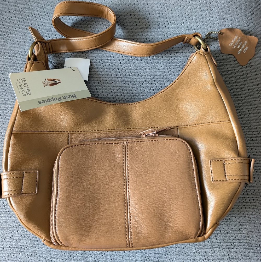 Hush Puppies Camel Leather Hobo Bag
